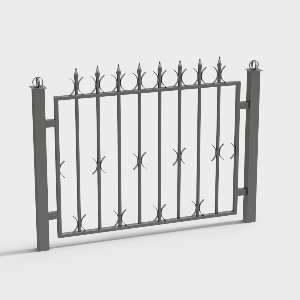 Elegant Low-Poly Iron Gate 3D model