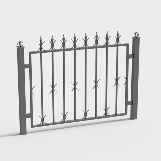Elegant Low-Poly Iron Gate 3D model
