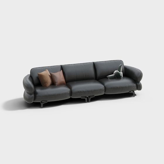 Chic Low-Poly Sofa 3D model for Trendy Spaces