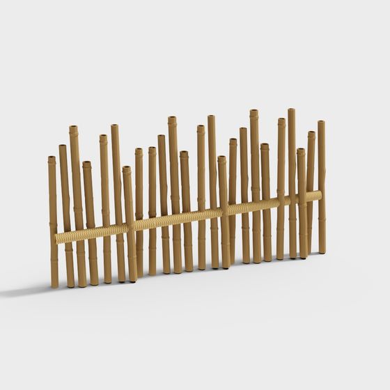 Low-Poly Bamboo Fence 3D Model Design