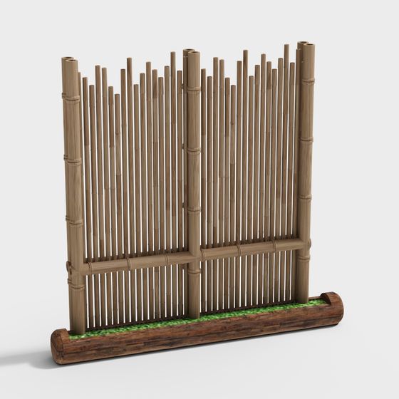 Traditional Bamboo Fence 3D model