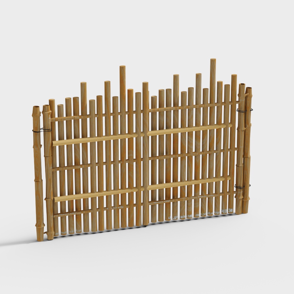 Realistic Bamboo Fence 3D model