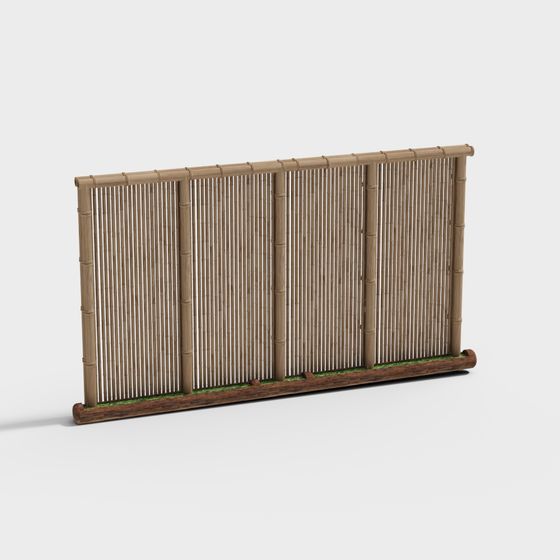 Oriental Bamboo Fence 3D model for Tranquil Spaces