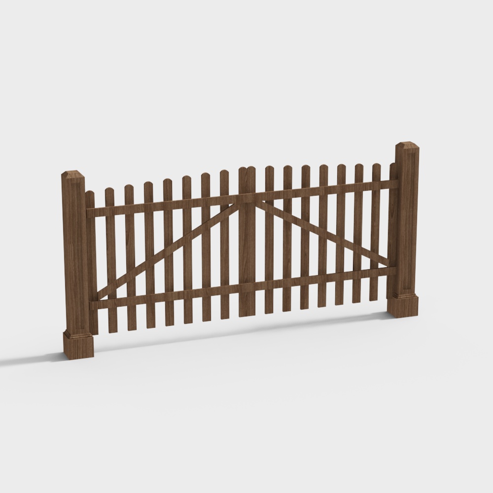 Charming Low-Poly Wooden Fence 3D model