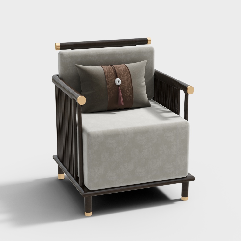 New Chinese Style Single Chair - Coal Ball