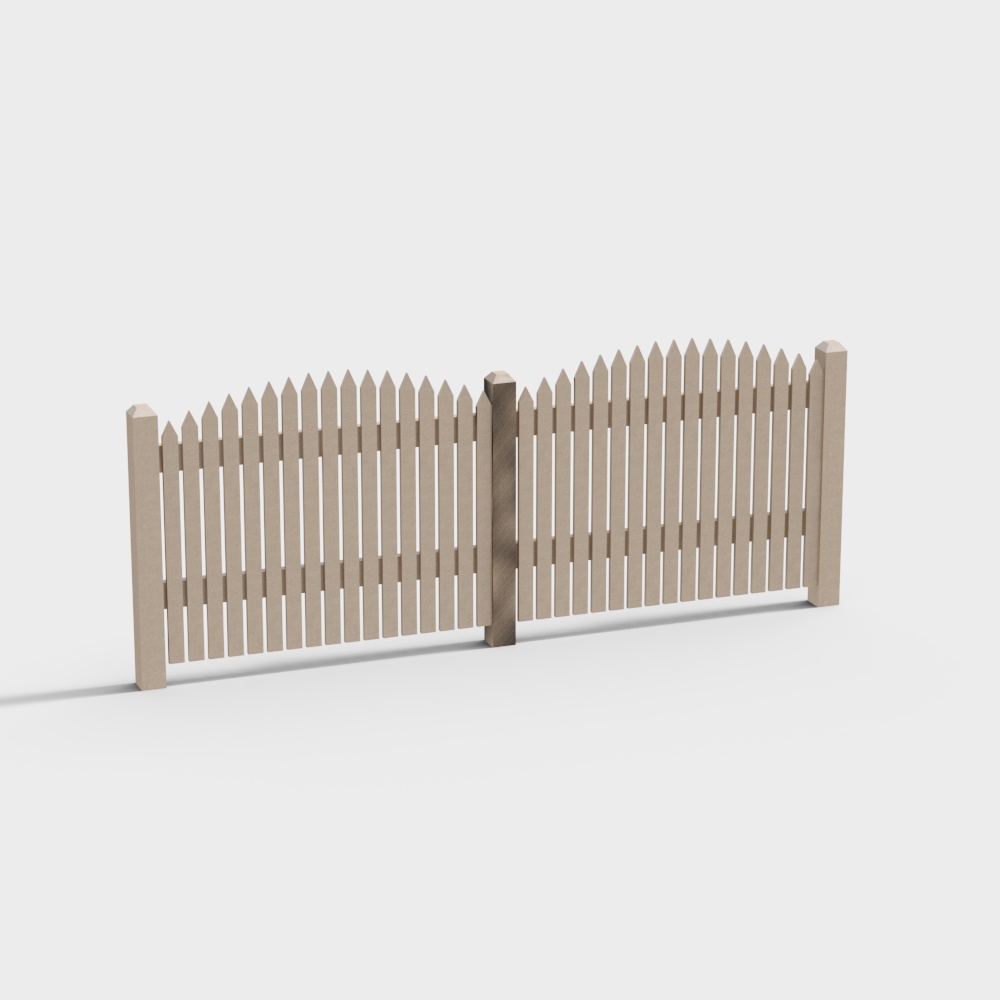 Low Poly Wooden Fence 3D model