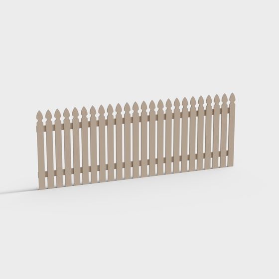 Elegant Low Poly Wooden Fence 3D model