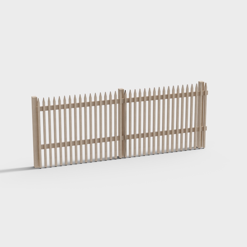 Scenic Wooden Fence Low Poly 3D model