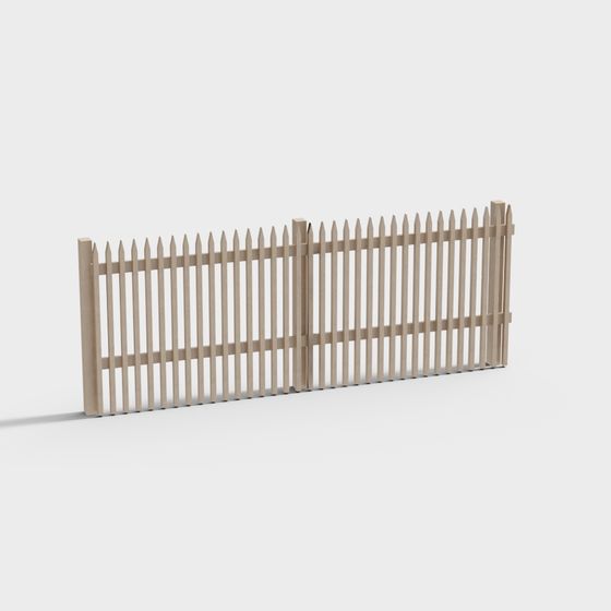 Scenic Wooden Fence Low Poly 3D model