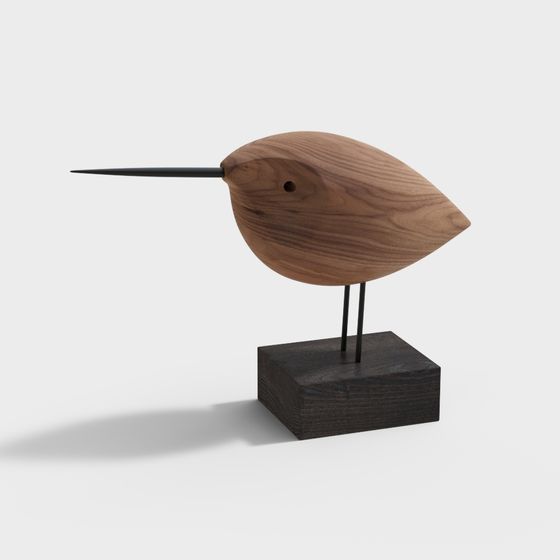 Realistic Wooden Bird 3D model for Creative Projects