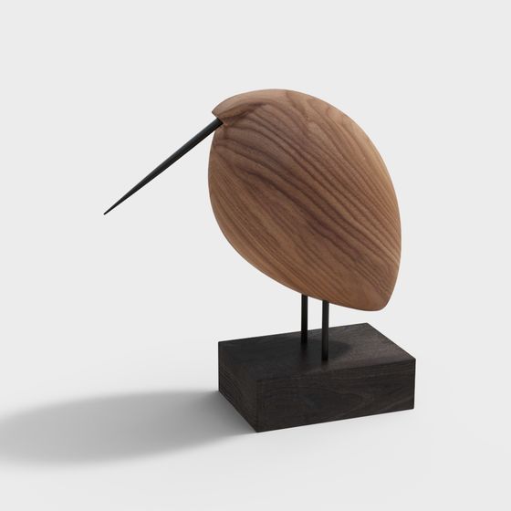 鳥の木彫りデスクトップオーナメント