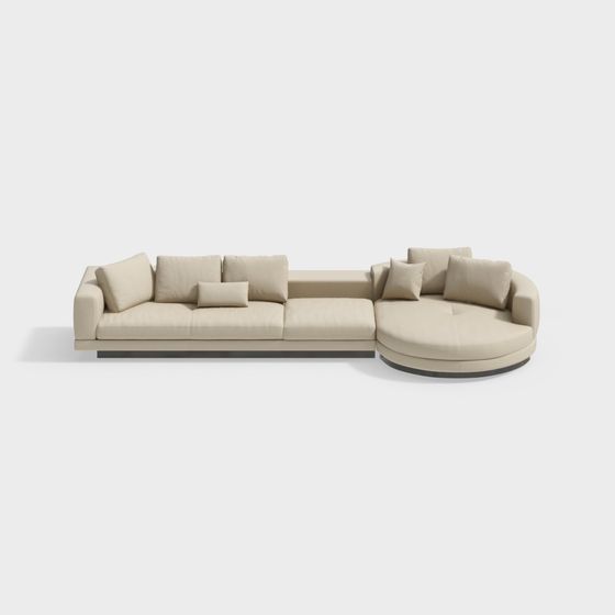 Unique Curved Sofa 3D model for Modern Interiors
