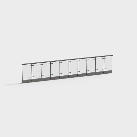 Elegant Glass Railing 3D model