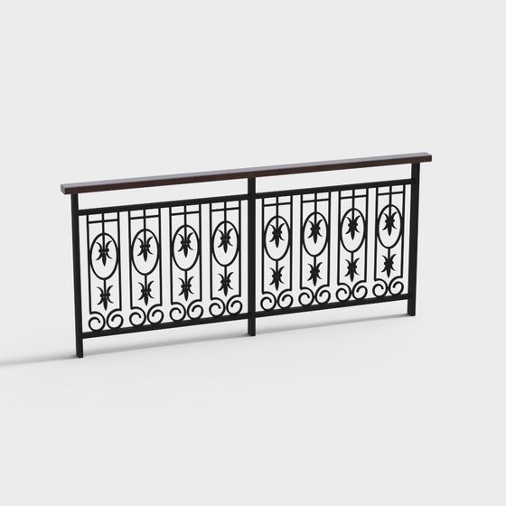 Vintage Wrought Iron Railing 3D model