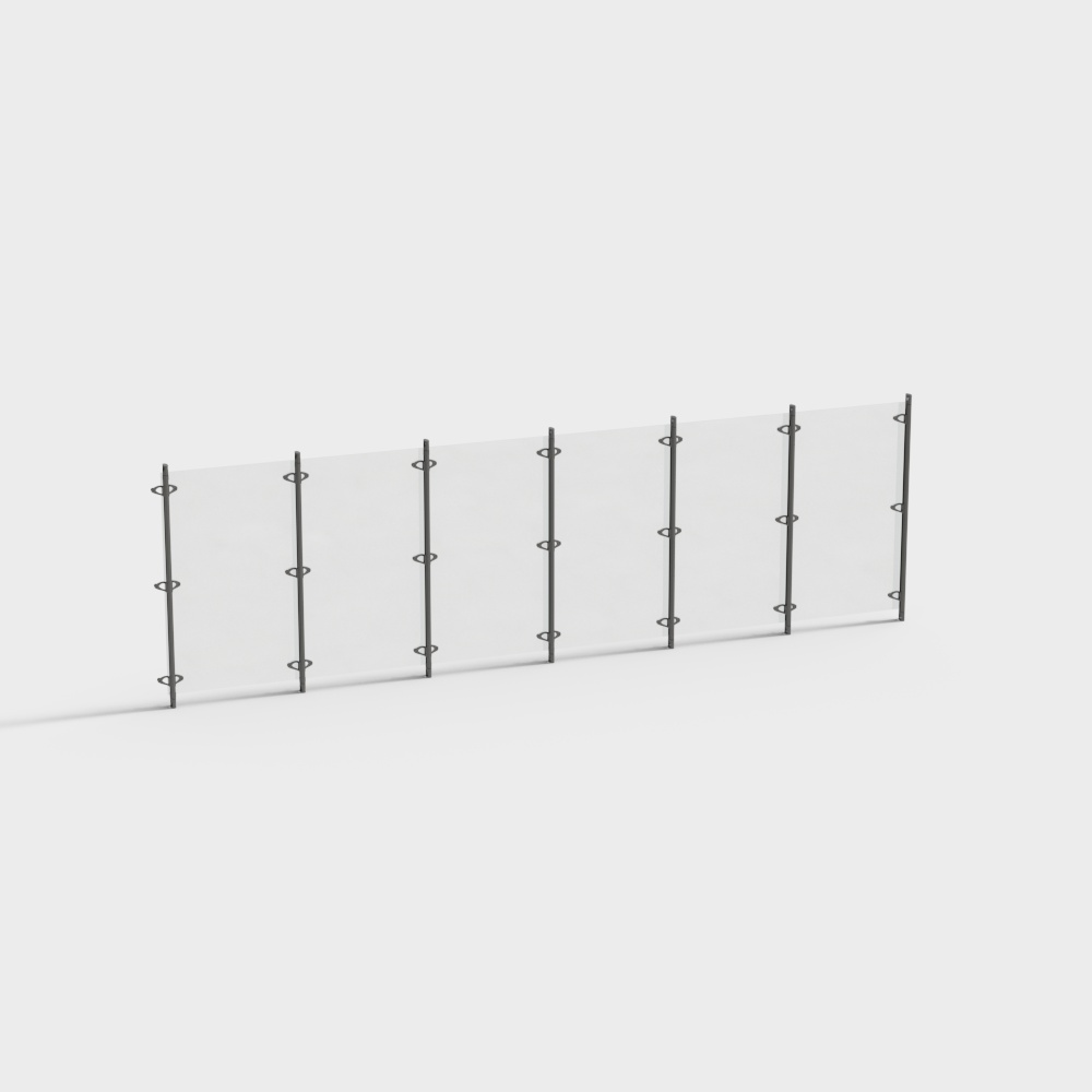 Stylish Transparent Glass Partition Wall 3D model