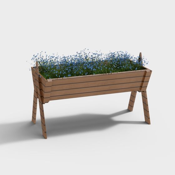 Elegant Wooden Flower Box 3D model