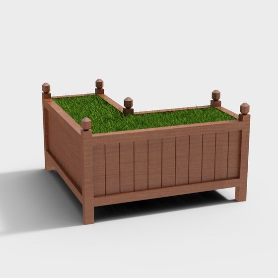 Wooden Planter 3D model for Outdoor Environments