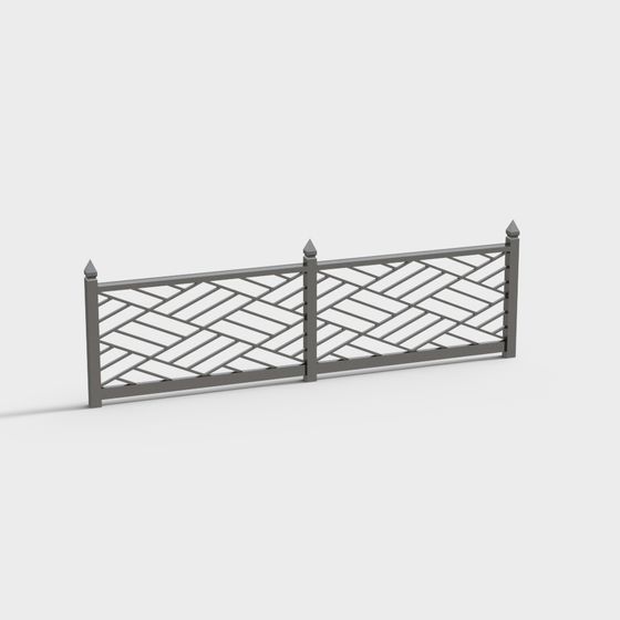Elegant Low-Poly Iron Fence 3D Model