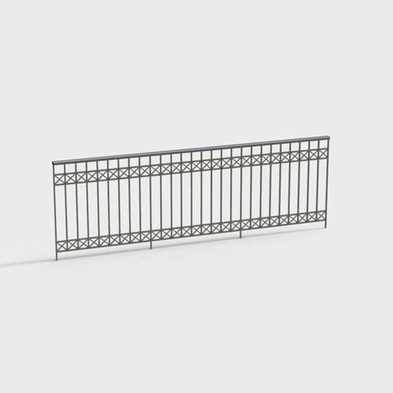 Urban Boundary 3D Model Metal Fence