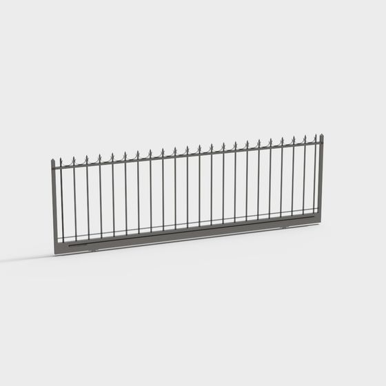 Stylish Low-Polygon Iron Fence 3D model
