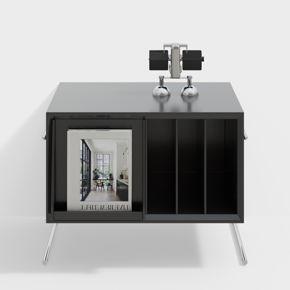 City Window Sideboard 3D Model – Modern Black Glass Design