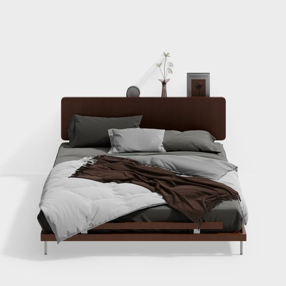 Low Poly Modern Bed Frame 3D model