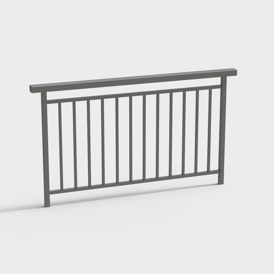 Stylish Low-Poly Urban Railing 3D model