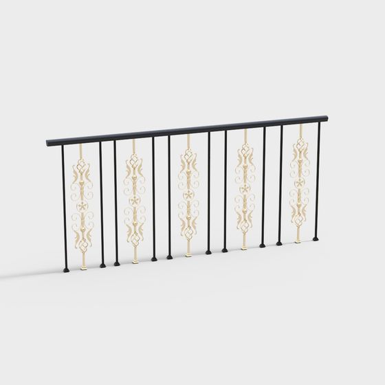 Stylish Iron Railing 3D model for Contemporary Designs