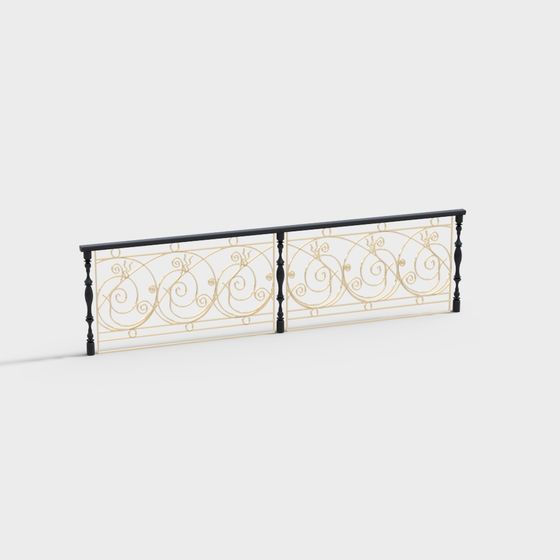 Stylish Wrought Iron Railing 3D model for Creative Projects