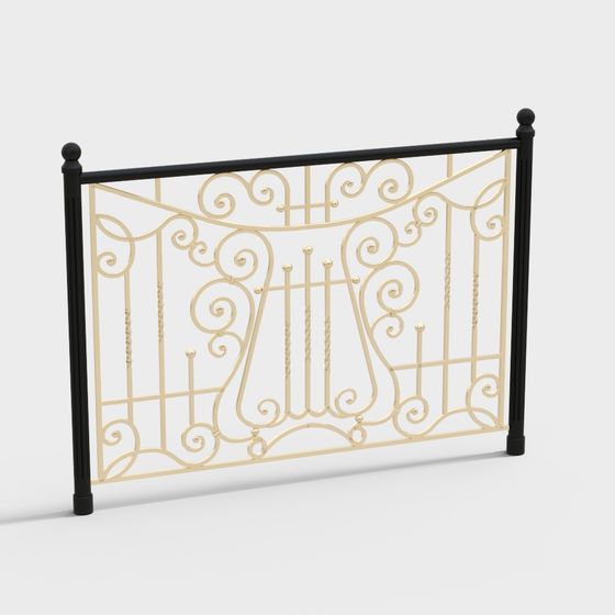 Elegant Iron Railing 3D model