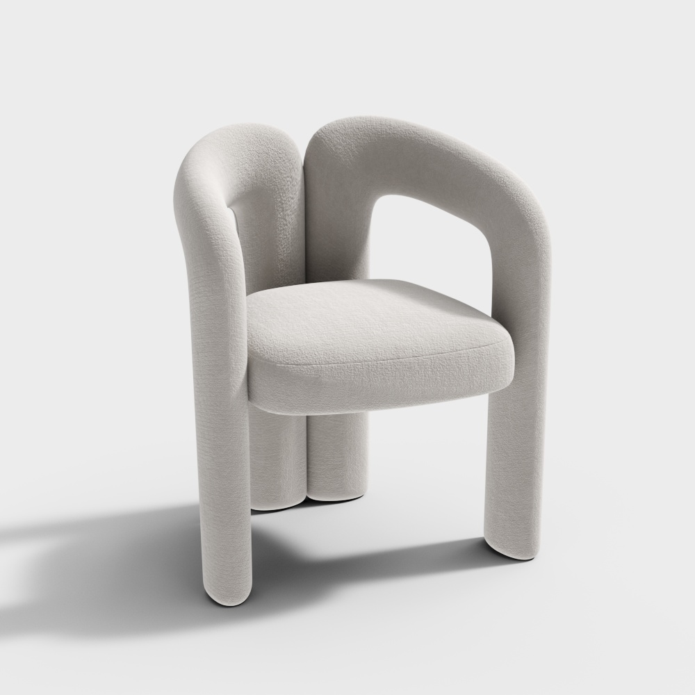 Cloud Chair 3D Model – Minimalist Gray Seating