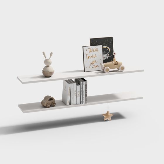 Playful Bookshelf 3D model for Kids' Rooms