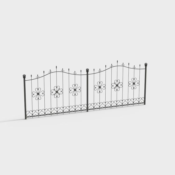 Elegant Iron Gate 3D Model for Garden Design