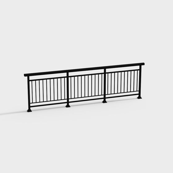 Elegant Minimalist Metal Railing 3D model