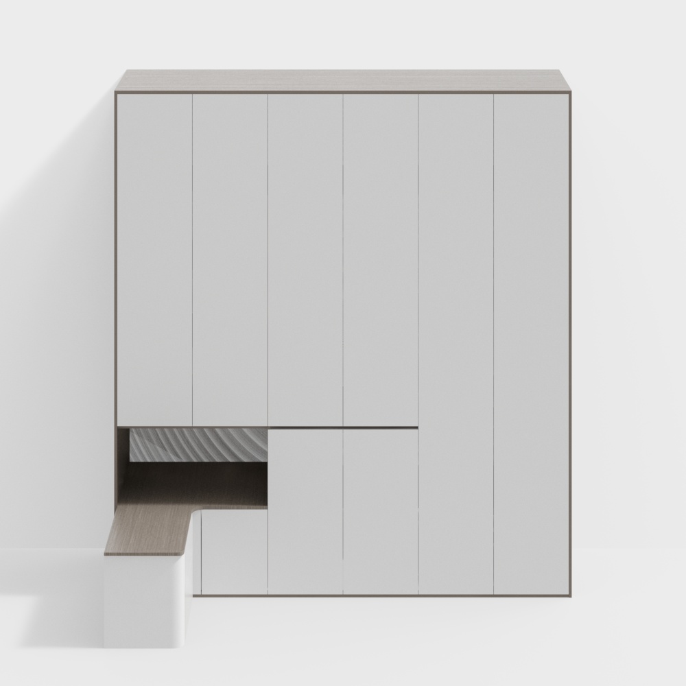 Шкаф с пятью дверями и изогнутым прикроватным шкафом