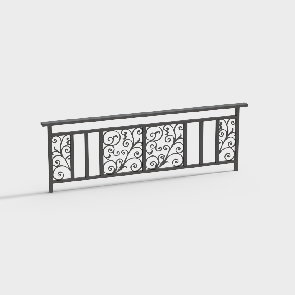 Elegant Low Polygon Railing 3D model