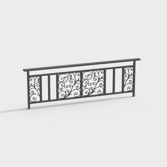 Elegant Low Polygon Railing 3D model
