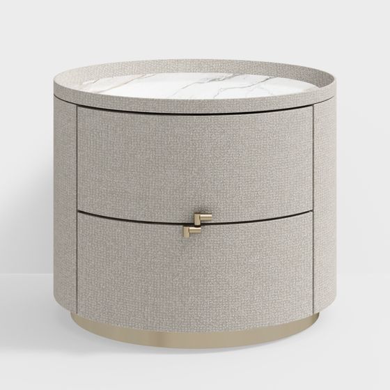 Elegant Round Nightstand 3D model