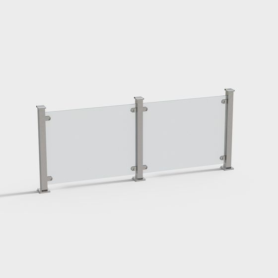 Stylish Glass Railing 3D model for Modern Spaces