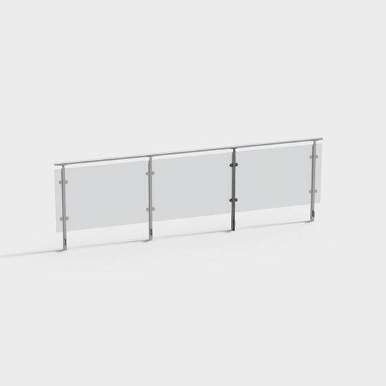 Black Glass Partition Fence 3D Model