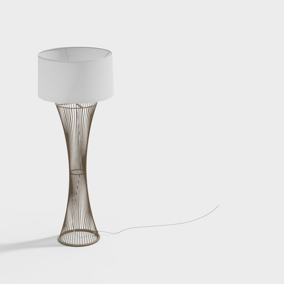 Minimalist 3D Model Lamp with Golden Accents