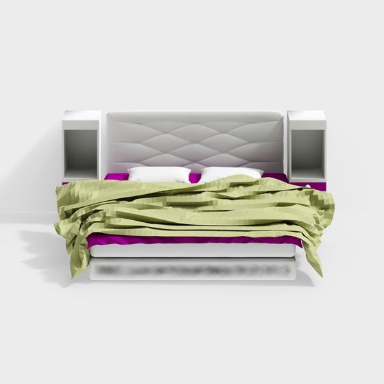 Stylish Low-Polygon Bed 3D model for Modern Interiors