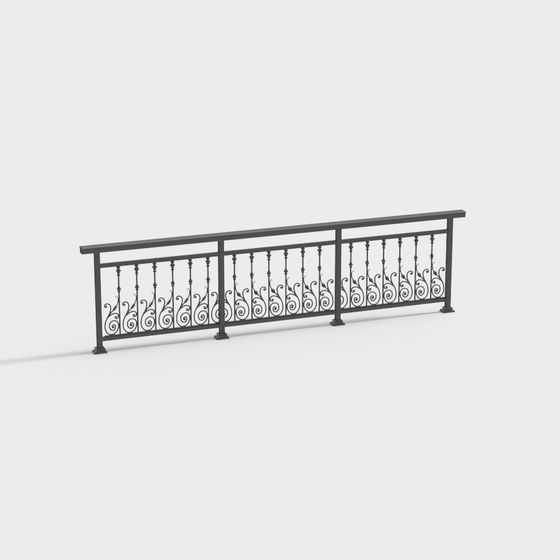 Stylish Iron Railing 3D model for Modern Interiors