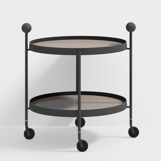 Elegant Round Table Cart 3D model