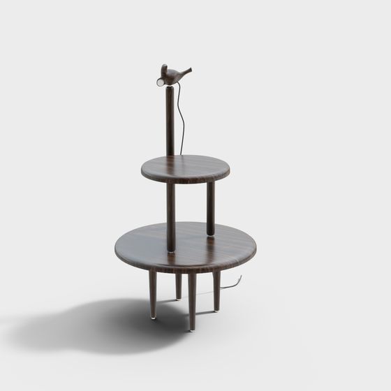 Stylish Wooden Double-layer Table Lamp 3D model