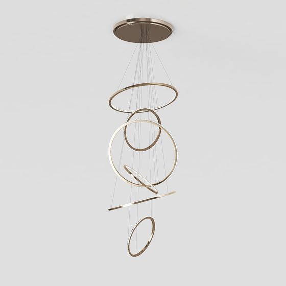 Modern Suspended Ring Chandelier 3D model