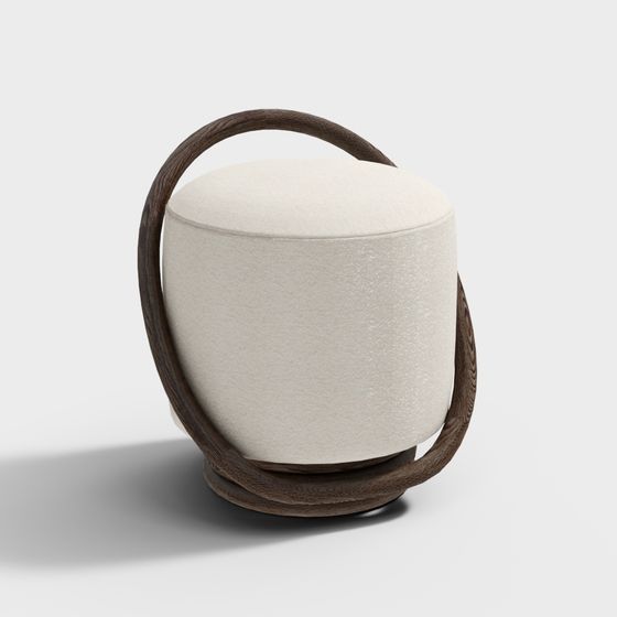 Smooth Curved Wooden Stool 3D model