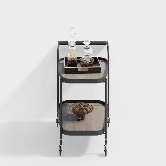 Stylish Mobile Bar Cart 3D model for Modern Homes