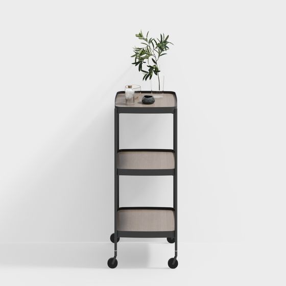 Modern Minimalist Mobile Shelving Unit 3D model