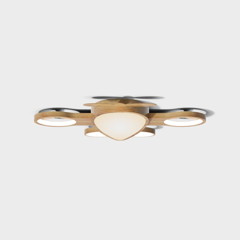 Artistic Wooden and Metal Pendant Light 3D model